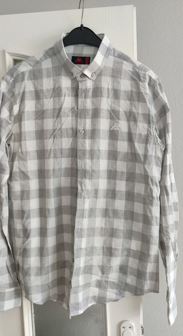 Gri Kareli Uzun Kollu Erkek Keten Gömlek - Görsel 2