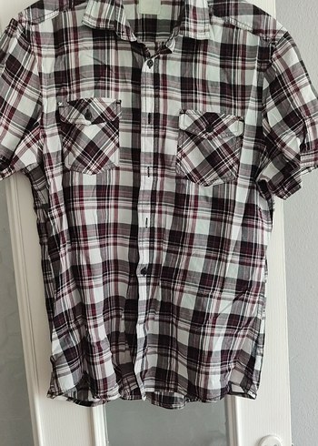 Bordo Ekose Kısa Kollu Erkek Gömlek - Görsel 2