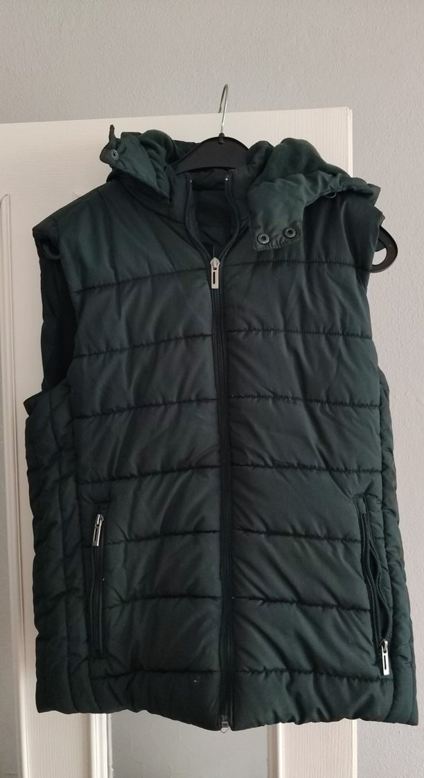 Fermuarlı Siyah Kapüşonlu erkekYelek - Görsel 2