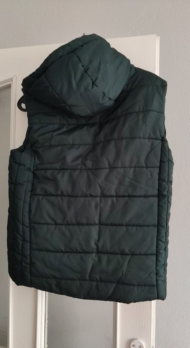 Fermuarlı Siyah Kapüşonlu erkekYelek - Görsel 3