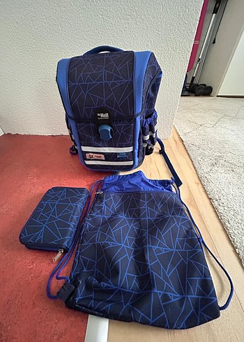 Koyu Mavi Desenli Çocuk Okul Sırt Çantası Seti - Görsel 3