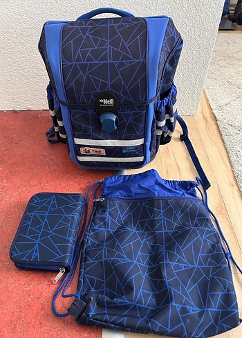 Koyu Mavi Desenli Çocuk Okul Sırt Çantası Seti - Görsel 2