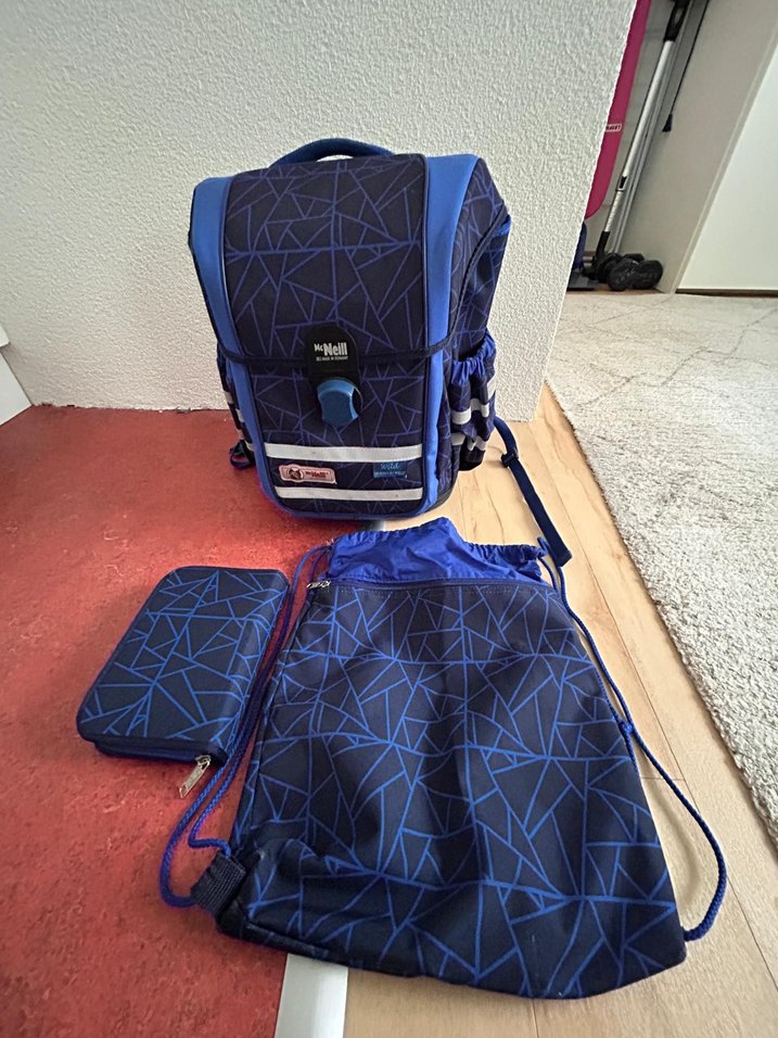 Koyu Mavi Desenli Çocuk Okul Sırt Çantası Seti - Görsel 3