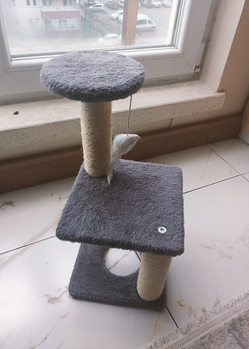 Gri Yumuşak Kedi Yatağı ve tırmanma - Görsel 4