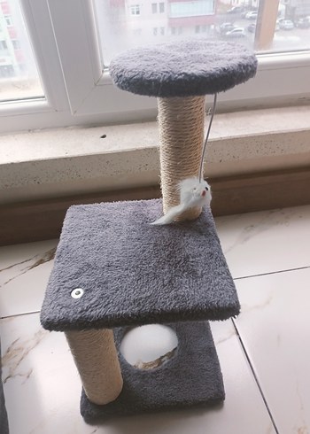 Gri Yumuşak Kedi Yatağı ve tırmanma - Görsel 5