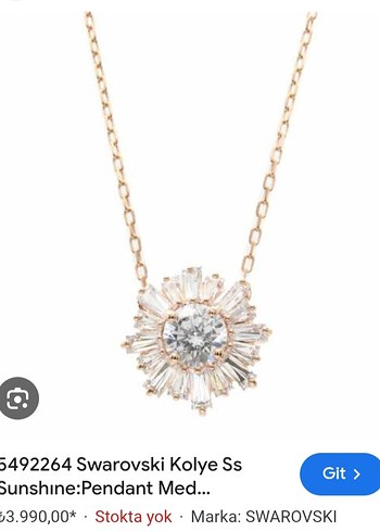 Beden altın Renk Swarovski Altın Renkli Kadın Kolye