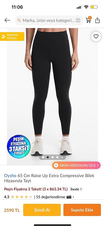 Oysho 65 cm raise up compressive bilek hizasında tayt