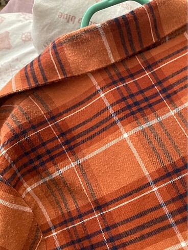 s Beden turuncu Renk Kareli oduncu gömleği