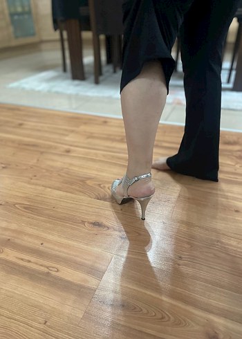 Gri Yılan Desenli Platform Topuklu Kadın Ayakkabı - Görsel 8