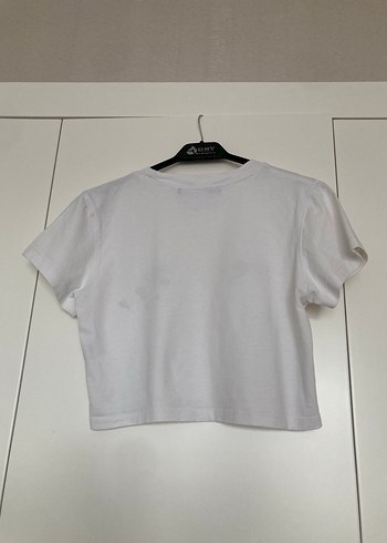 Kadın Beyaz Pamuklu Kısa Kollu Tişört - Görsel 2