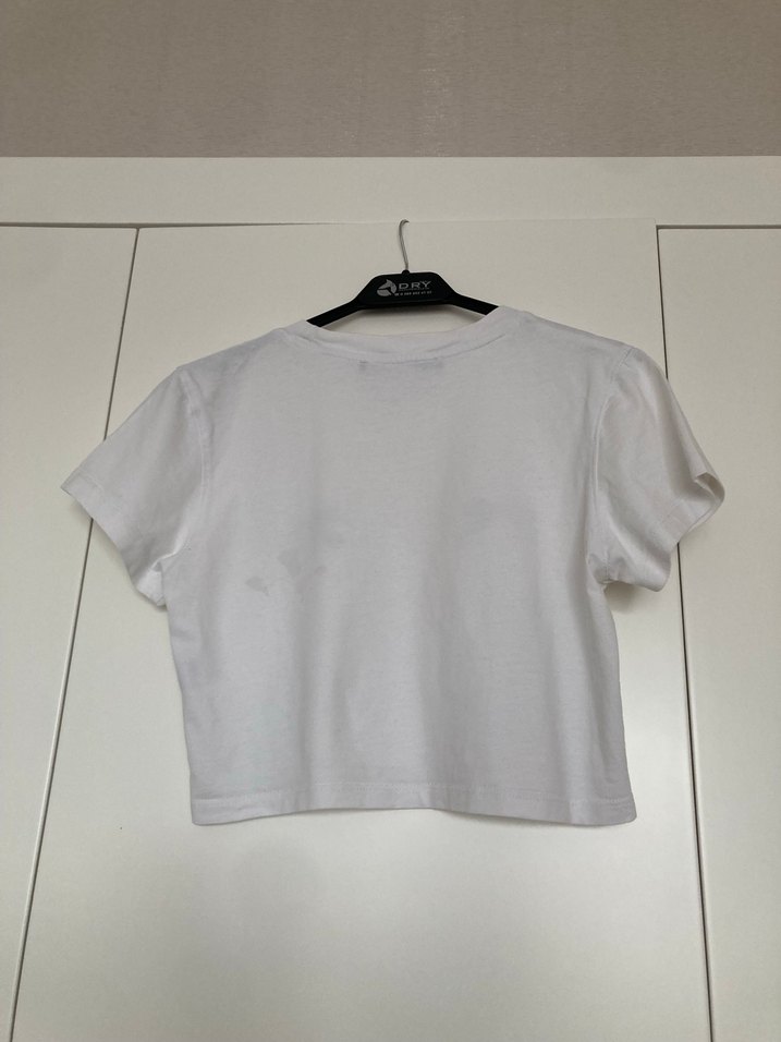 Kadın Beyaz Pamuklu Kısa Kollu Tişört - Görsel 2