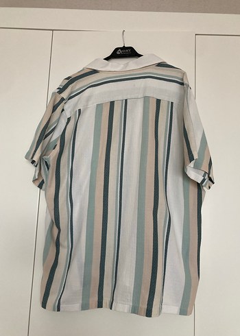 Bej Çizgili Kısa Kollu Erkek Gömlek - Görsel 2