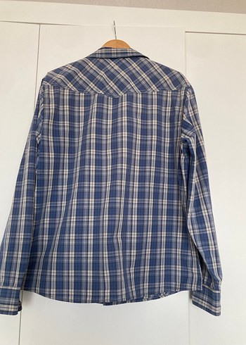 Mavi Gri Kareli Denim Erkek Gömlek - Görsel 2