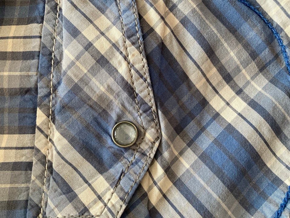 Mavi Gri Kareli Denim Erkek Gömlek - Görsel 5