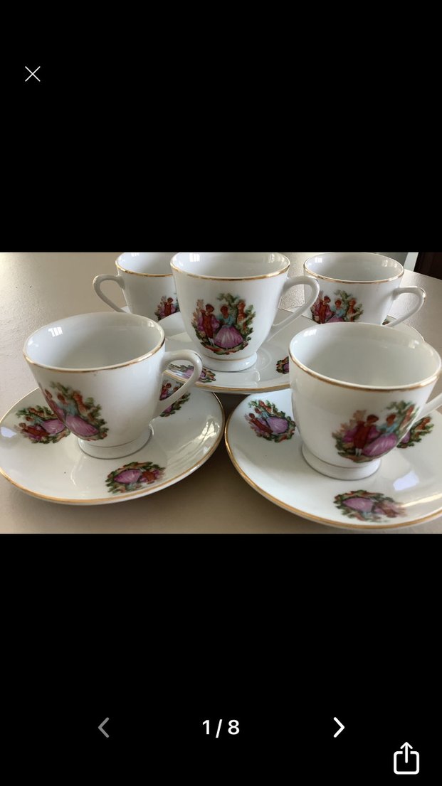 Fragonard Desenli Porselen Kahve Fincan Takımı - Görsel 5