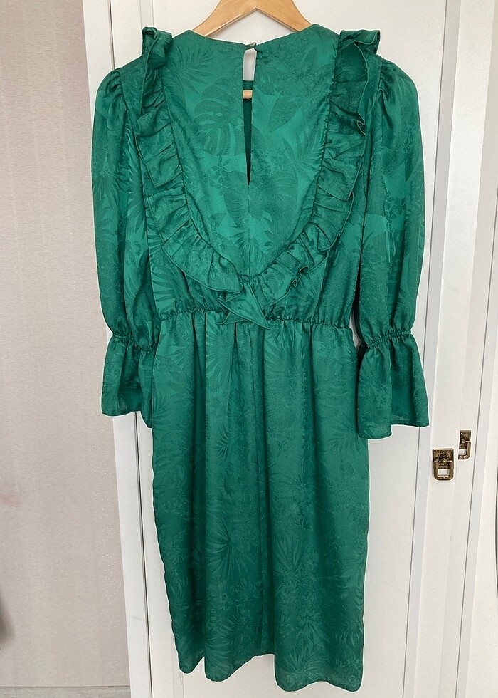 Adl marka S yeşil fırfırlı elbise - Görsel 2