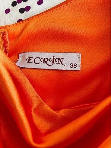 Turuncu 38 beden saten gece elbisesi - Görsel 4