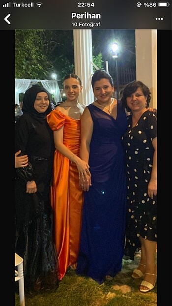 Turuncu 38 beden saten gece elbisesi - Görsel 6