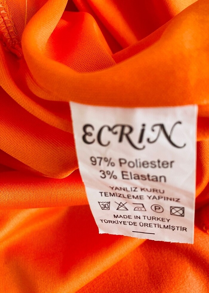 Turuncu 38 beden saten gece elbisesi - Görsel 5