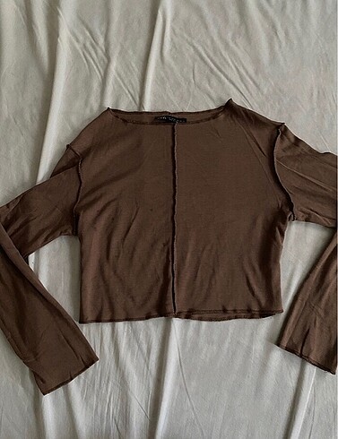 zara crop kahverengi