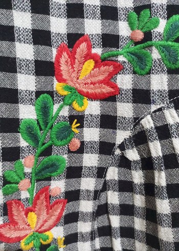 #Zara Çiçek Nakışlı Düğmeli Uzun Kollu Gömlek - Görsel 3