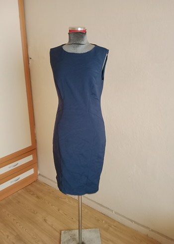 Lacivert Kolsuz Kadın Kalem Elbise