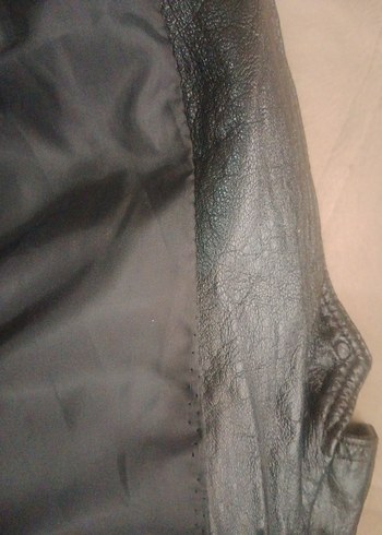 Siyah  hakiki Deri Biker mont - Görsel 4