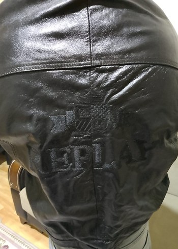 Siyah  hakiki Deri Biker mont - Görsel 5