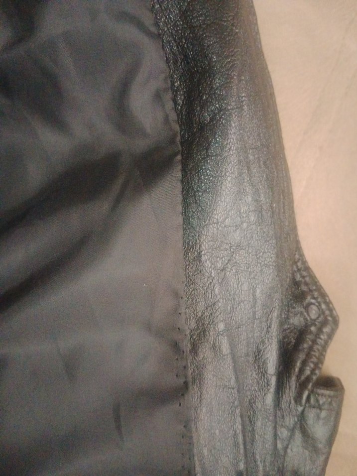 Siyah  hakiki Deri Biker mont - Görsel 4