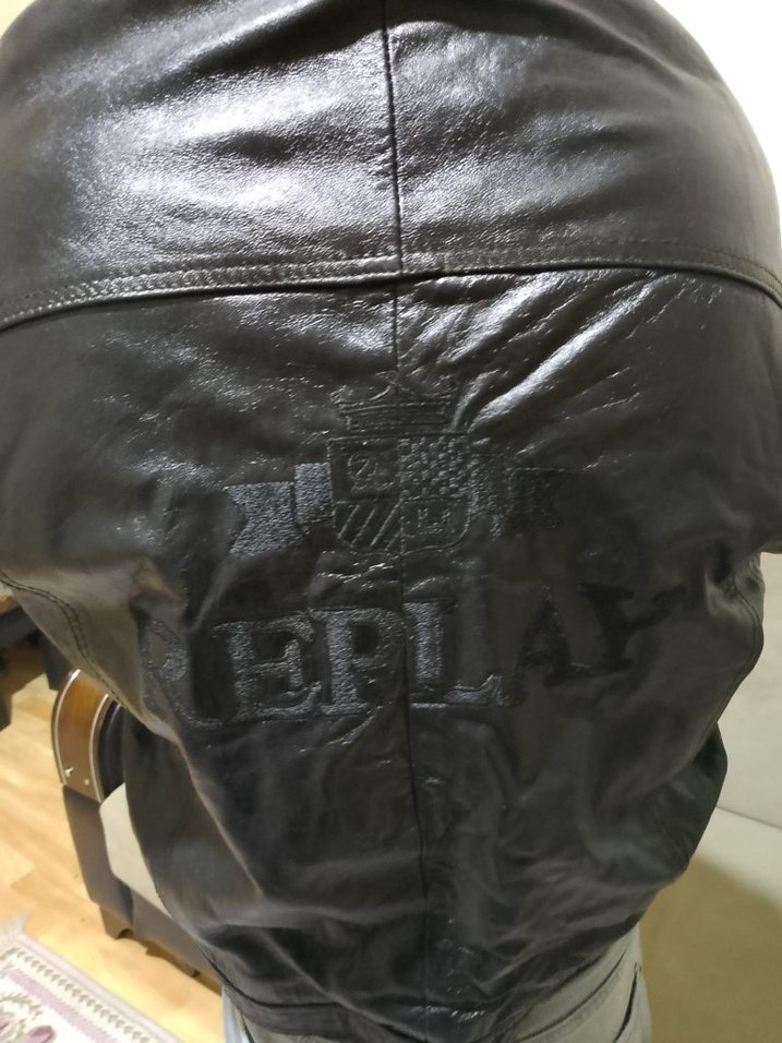 Siyah  hakiki Deri Biker mont - Görsel 5