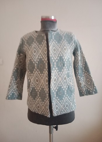 Mango Gri Bohem Mini Örgü Kadın Ceket