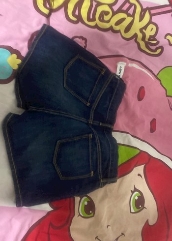 s Beden Düğmeli Koyu Mavi Kadın Denim Midi Şort