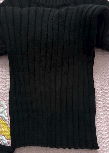 Dik Yaka Siyah Triko Kadın Elbise - Görsel 2