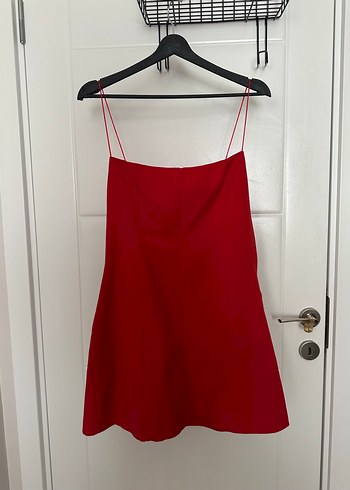 Zara ZARA kırmızı arkası kurdele detaylı mini elbise