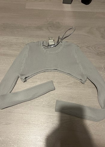 Gri Fitilli Örgü Kadın Triko