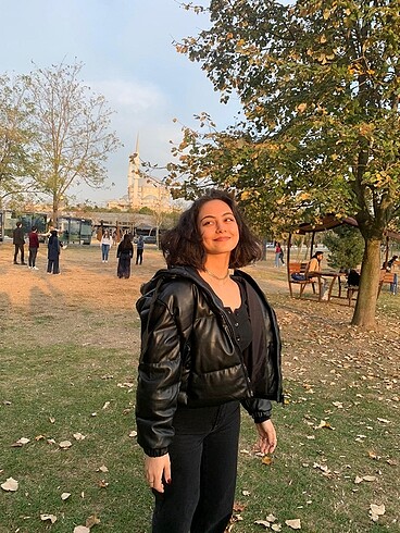s Beden siyah Renk deri mont