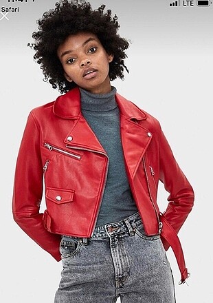 Bershka Kırmızı Deri Ceket