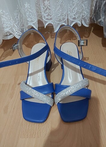 Mavi platform açık ayakkabı - Görsel 2