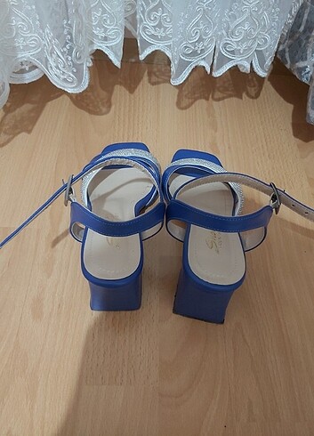 Mavi platform açık ayakkabı - Görsel 4