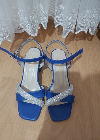 Mavi platform açık ayakkabı - Görsel 5