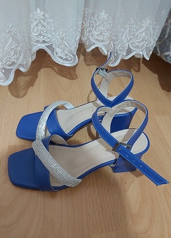Mavi platform açık ayakkabı - Görsel 6