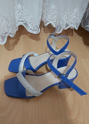 Mavi platform açık ayakkabı - Görsel 7