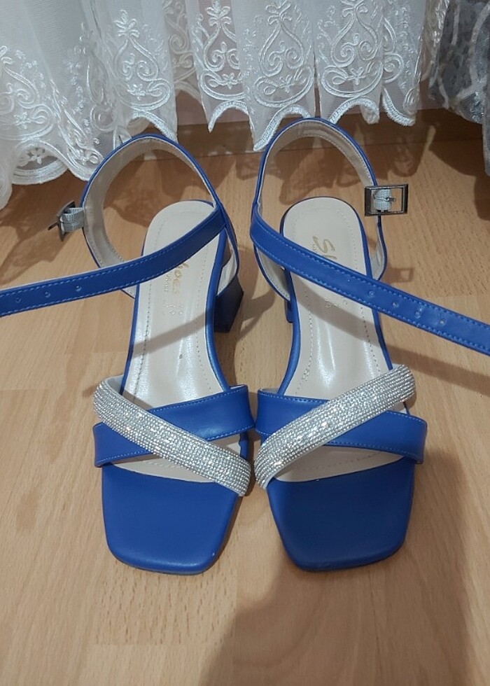 Mavi platform açık ayakkabı - Görsel 2