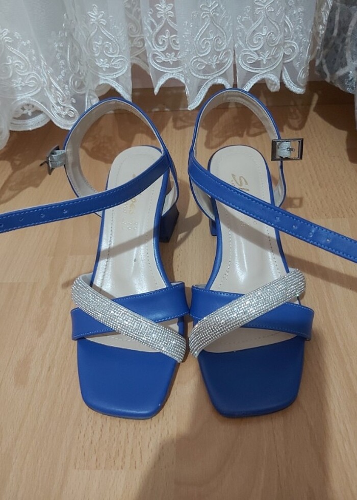 Mavi platform açık ayakkabı - Görsel 3