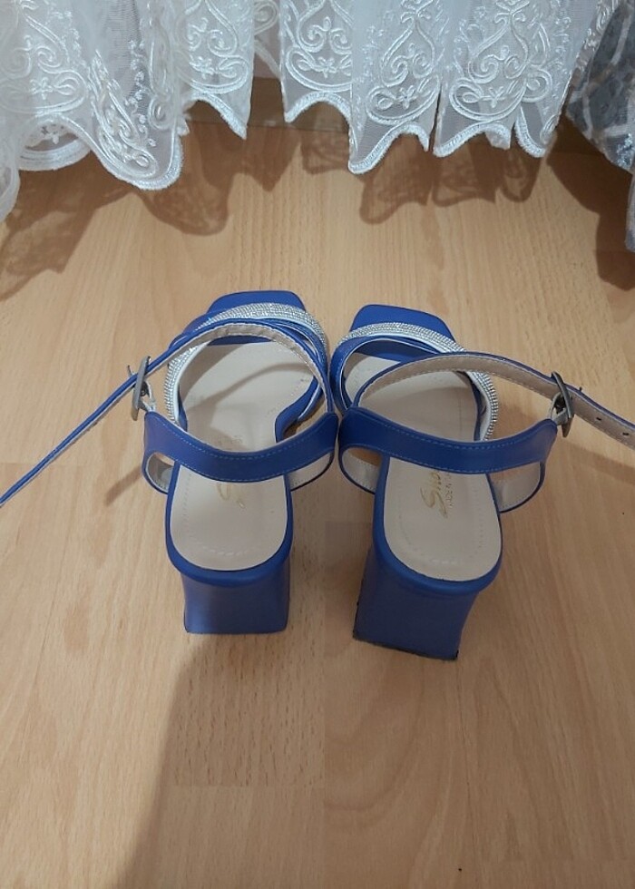 Mavi platform açık ayakkabı - Görsel 4