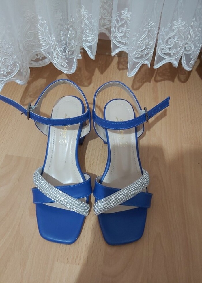 Mavi platform açık ayakkabı - Görsel 5