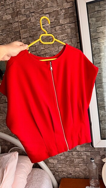 40 Beden kırmızı Renk 2li Basic Bluz