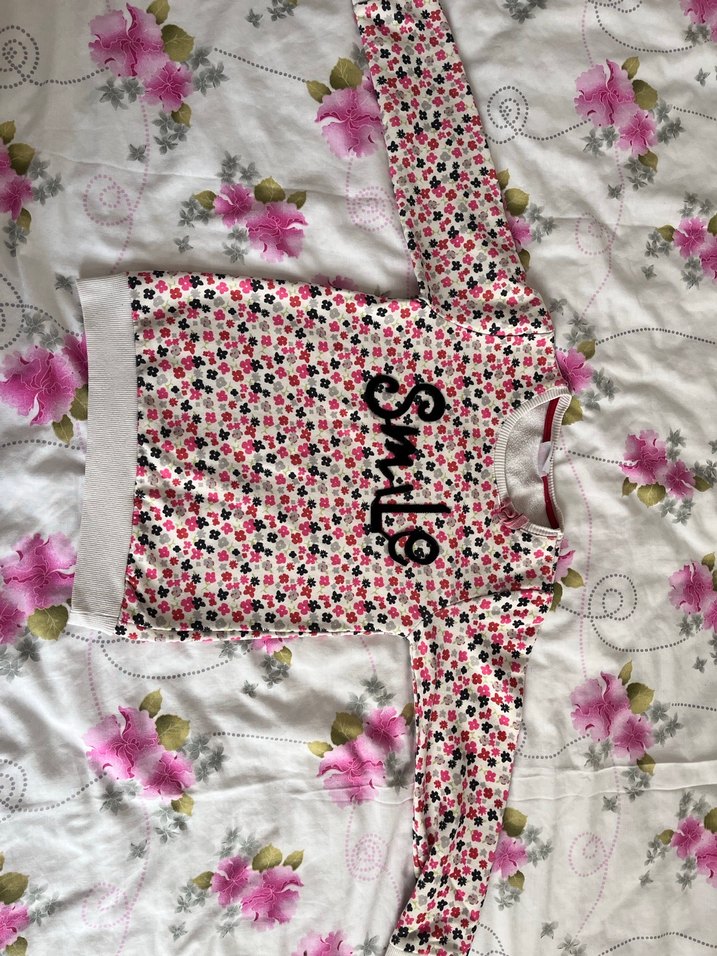 Renkli Çiçek Desenli Kız Sweatshirt - Görsel 2