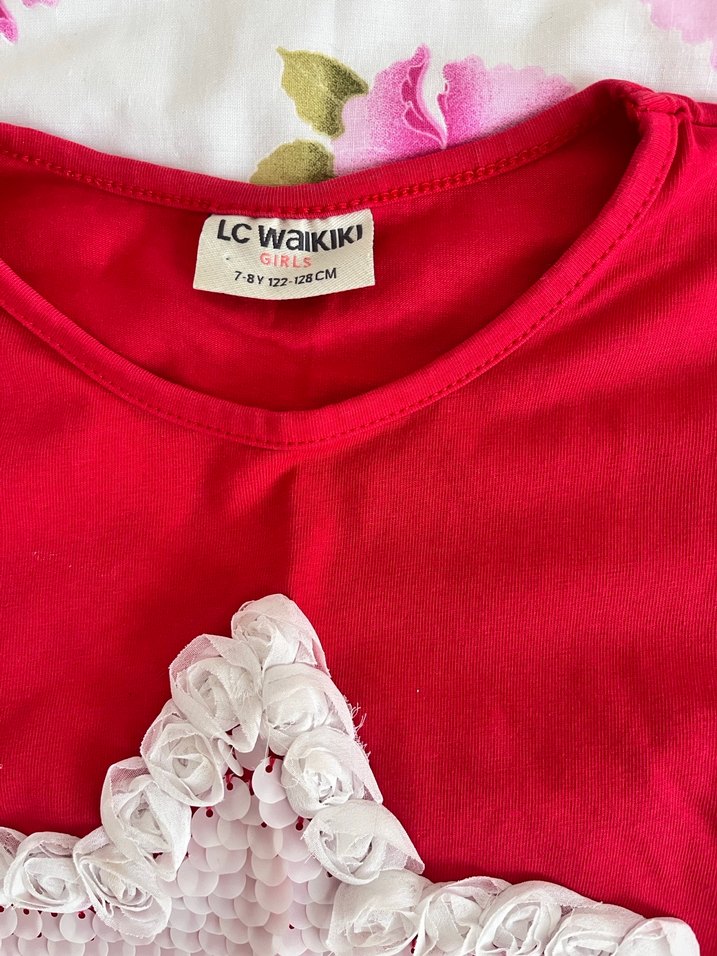 Kırmızı Nakışlı Kız Çocuk Etek - Görsel 2