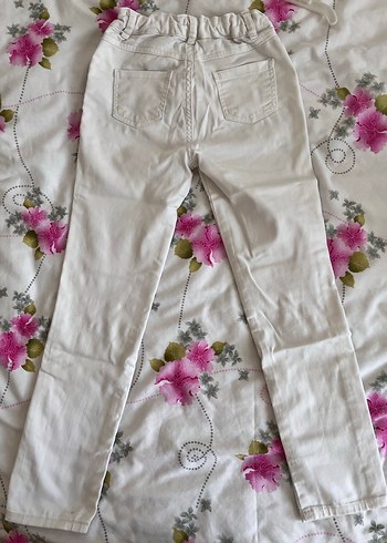 Nakışlı Beyaz Bohem kız çocuk Pantolon - Görsel 4